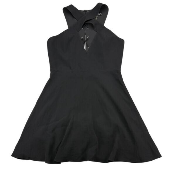 NWT NBD x Naven Twins Lace Me Up Fit and Flare Black Dress Size Medium - Picture 4 of 7